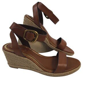 Vince Camuto Felia Brown Leather Wedge Sandals
